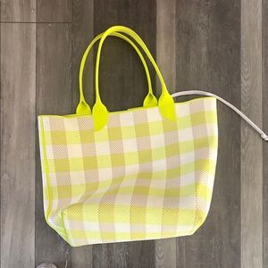 Yellow Checkered Tote Bag